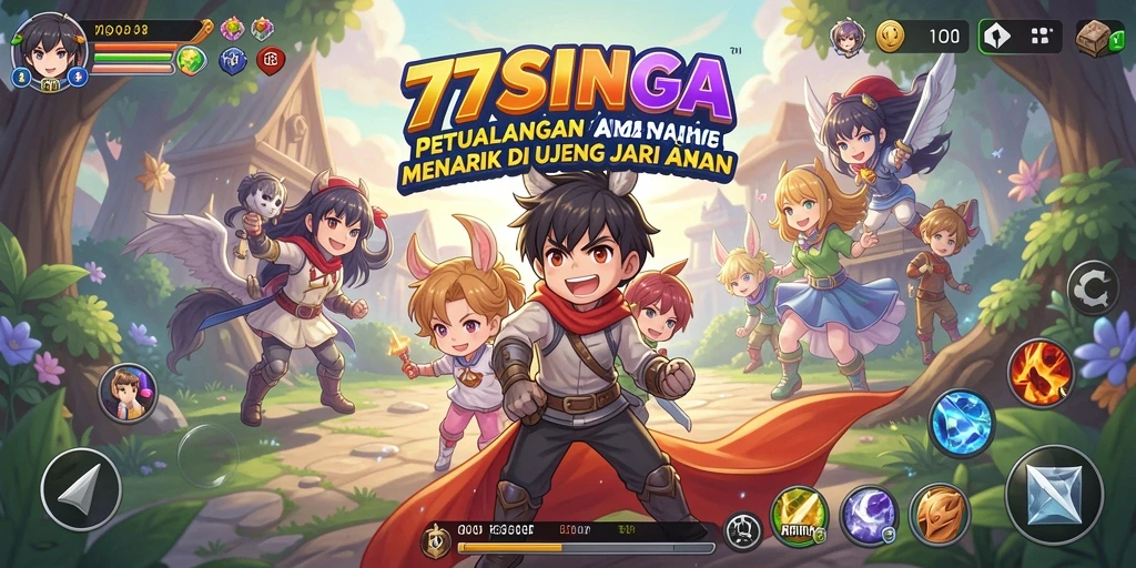Tampilan gameplay seru dari 77SINGA dengan karakter anime yang menarik.