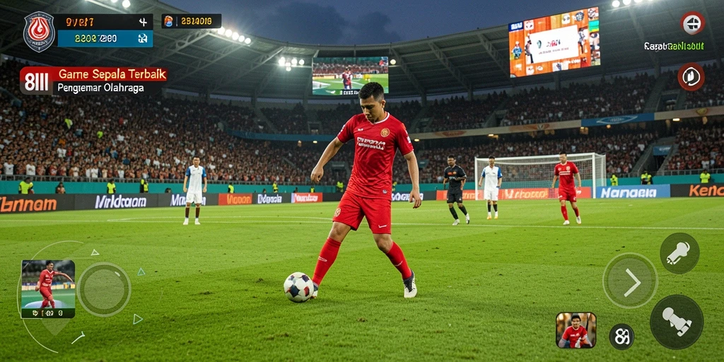 Tampilan gameplay menarik dengan aksi sepak bola nyata.