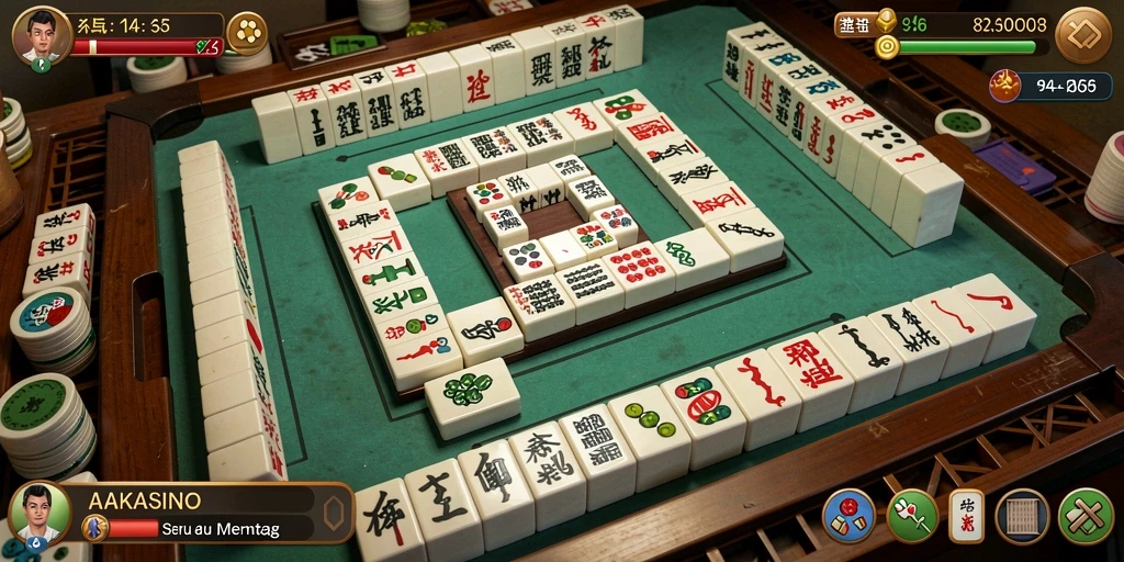 Tampilan gameplay AAKASINO yang menakjubkan dalam permainan Mahjong.