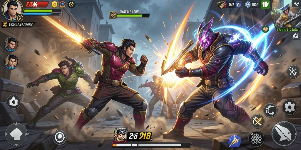 Tampilan seru gameplay DKK dengan aksi pertarungan mendebarkan.