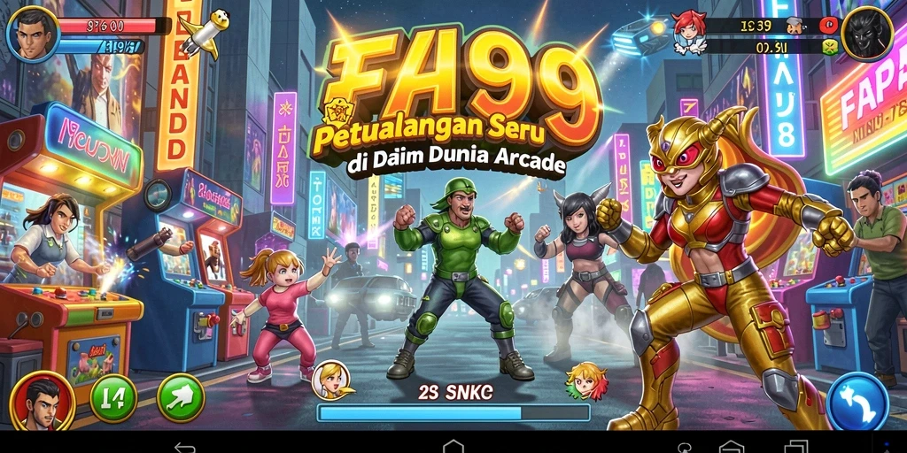 Tangkapan layar utama FA99 menampilkan gameplay seru dalam mode Arcade.