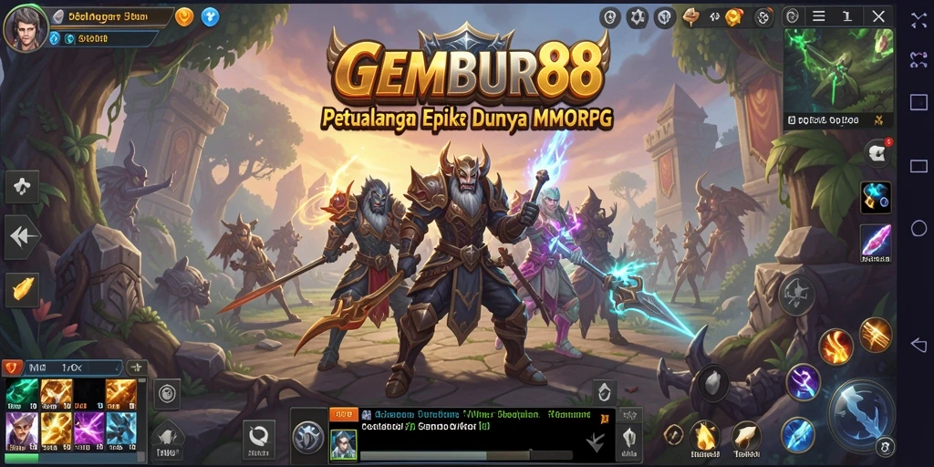 Screenshot utama menunjukkan aksi seru dalam permainan GEMBUR88.