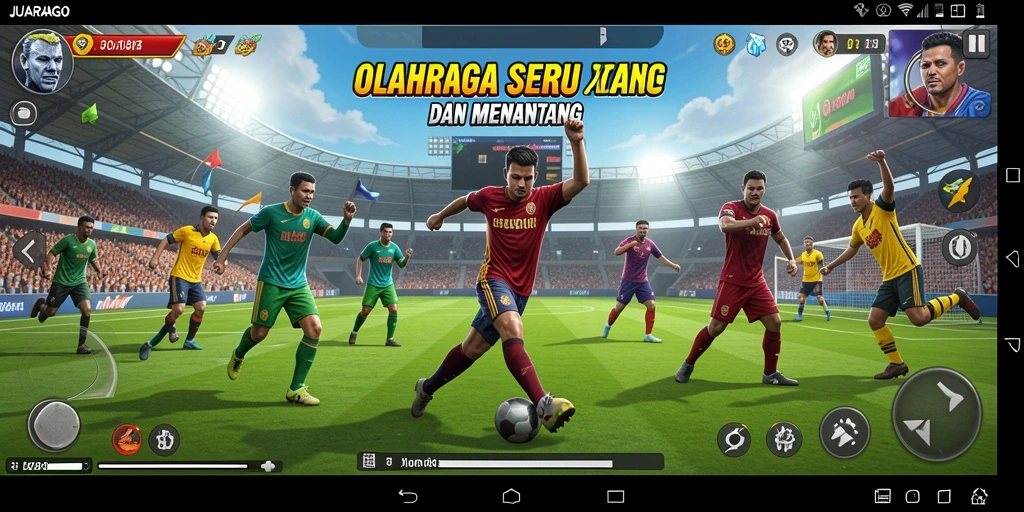 Tampilan menarik dari gameplay JUARAGO yang menampilkan aksi olahraga seru.