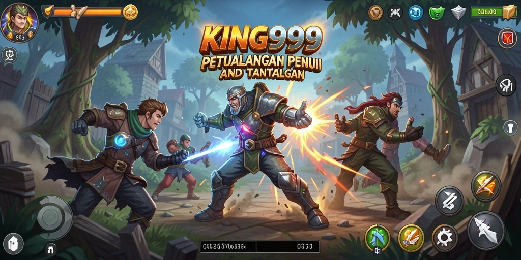 Tangkapan layar KING999 menunjukkan karakter dalam aksi seru melawan musuh.