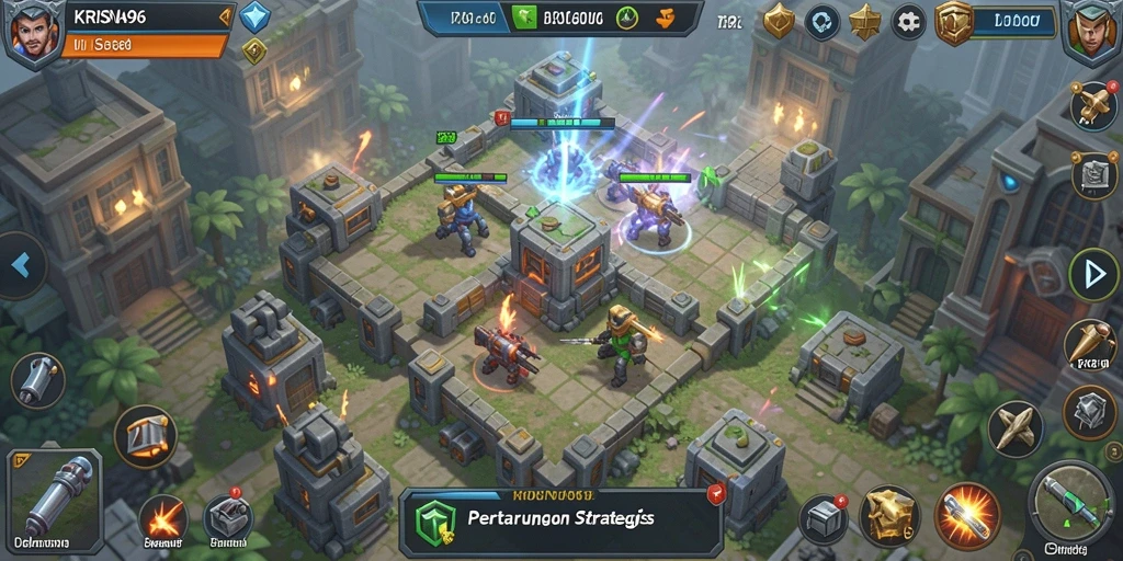 Screenshot gameplay KRISNA96 menampilkan aksi mendebarkan di Tower Defense.