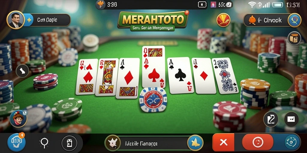 Tampilan interaktif dan seru dari gameplay Gaple MERAHTOTO.