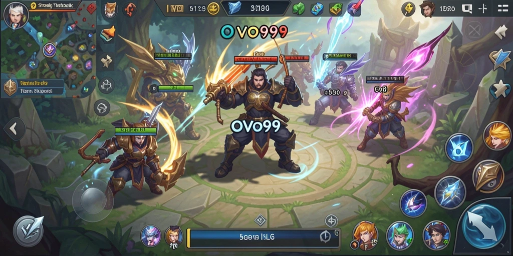 Screenshot OVO99 menampilkan aksi pertempuran yang strategis dalam game SLG.