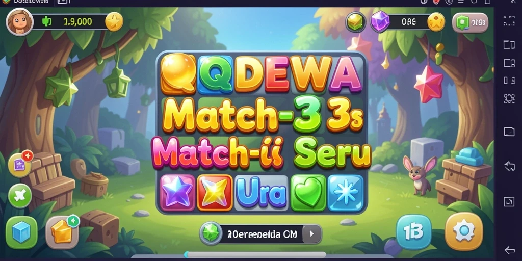 Screenshot utama QQDEWA menampilkan gameplay Match-3 yang menarik.