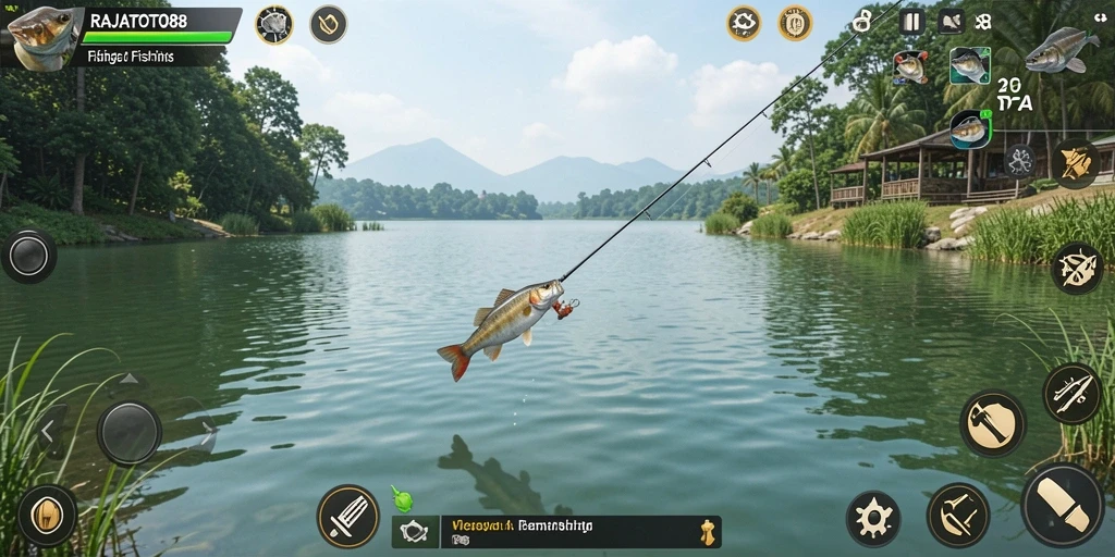 Tampilan gameplay RAJATOTO88 yang menarik dan realistis dalam memancing.