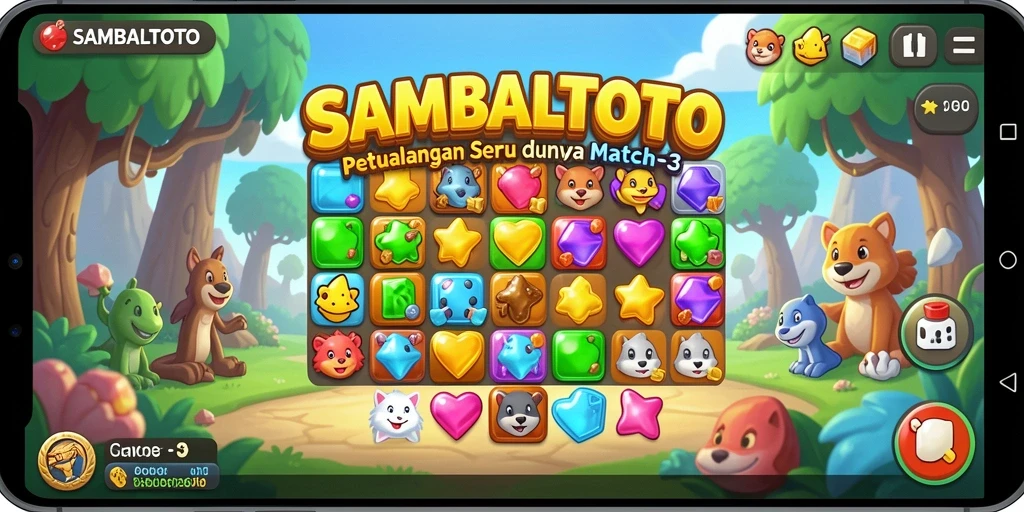 Tampilan gameplay SAMBALTOTO yang seru dan penuh warna dalam genre Match-3.