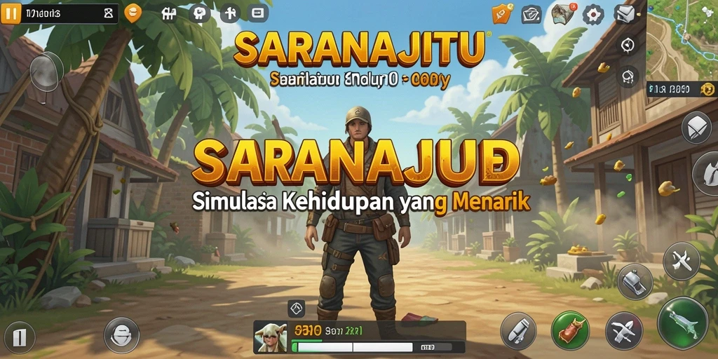 Tampilan gameplay SARANAJITU yang penuh warna dan interaktif.