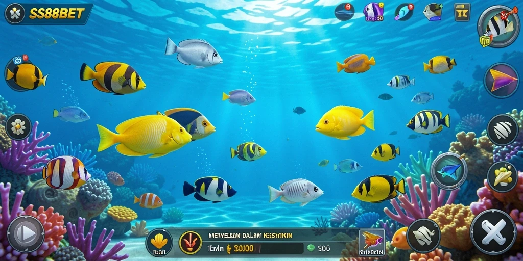 Screenshot SS88BET menampilkan aksi seru menangkap ikan.