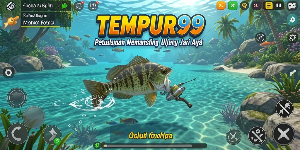 Tampilan gameplay TEMPUR99 yang seru dan mendebarkan saat memancing.